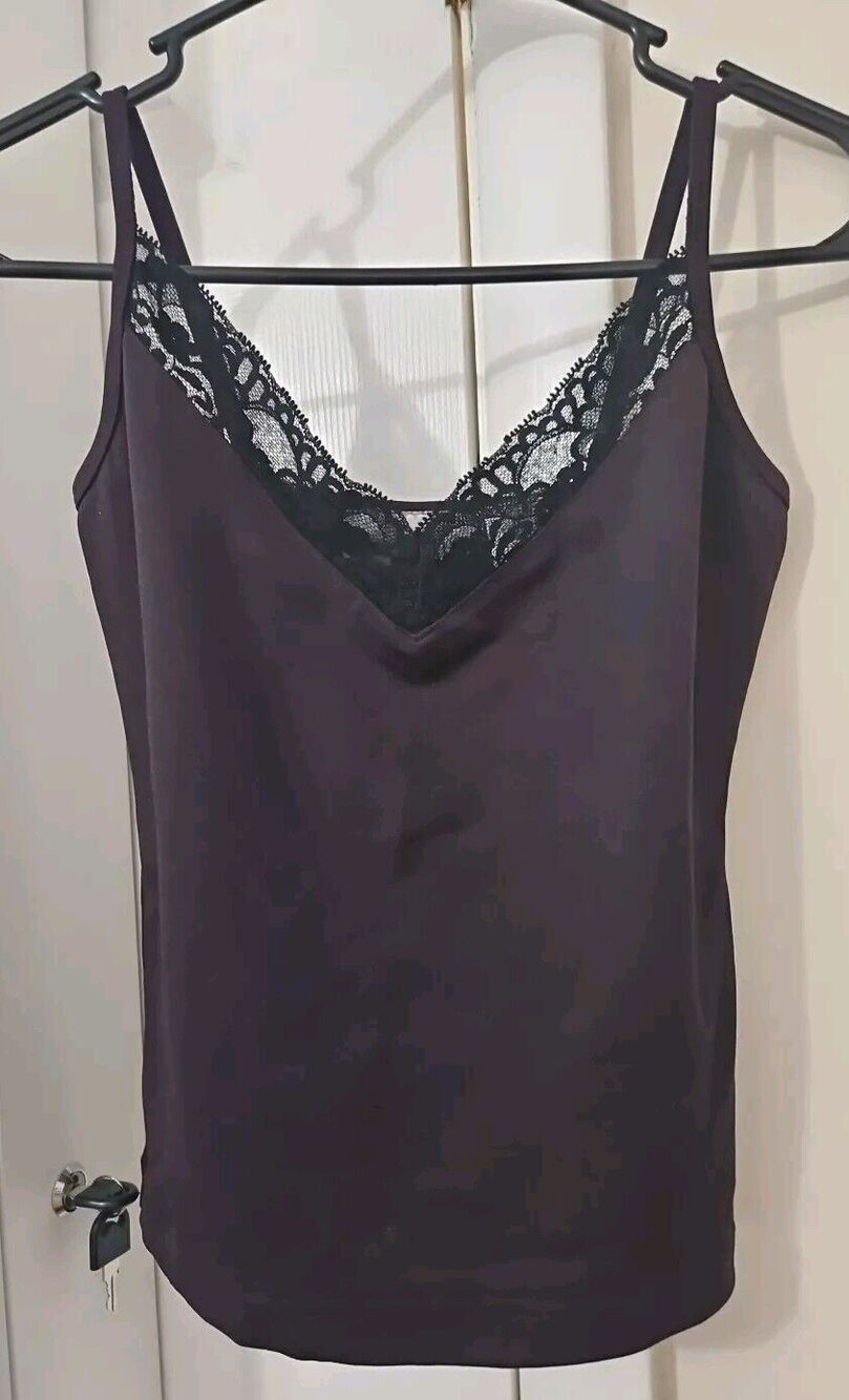 Currants Y2K Purple and Black Lace V Neck Cami Top Juniors Size M